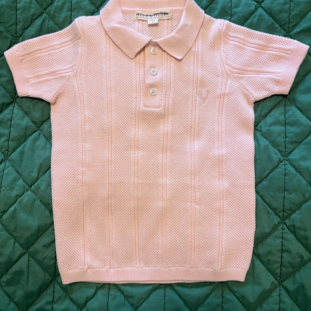 Hope and Henry Light Pink knit Kids Polo Shirt